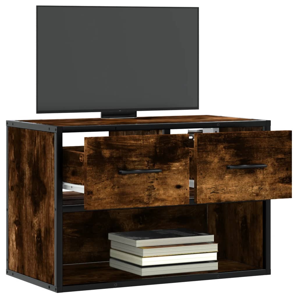 Mobile Porta TV Rovere Fumo 60x31x39,5 cm in Legno e Metallo - homemem39