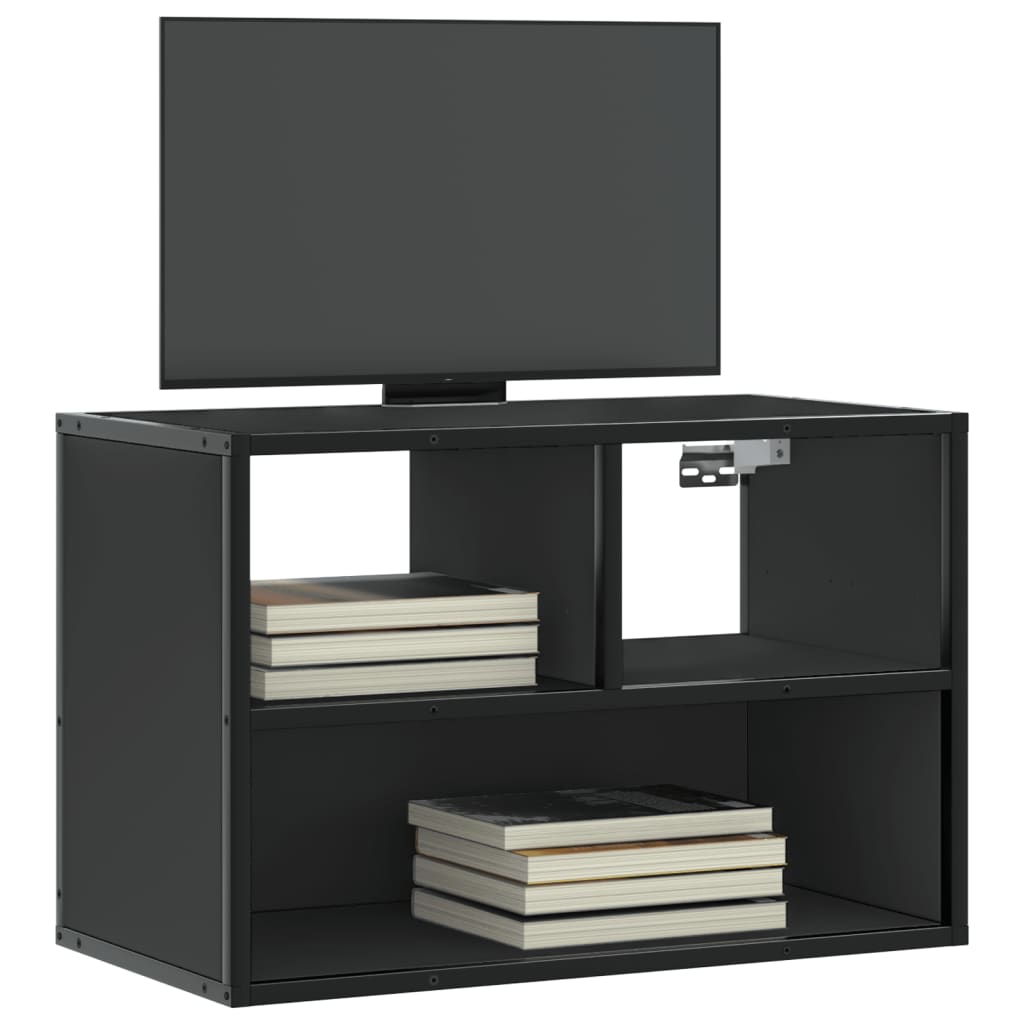 Mobile Porta TV Nero 60x31x39,5cm in Truciolato e Metallo - homemem39