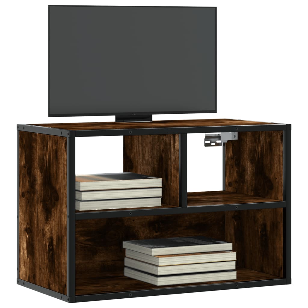 Mobile TV Rovere Fumo 60x31x39,5 cm Legno Multistrato e Metallo - homemem39