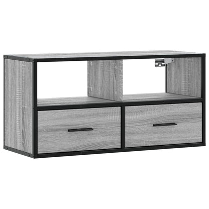 Mobile TV Grigio Sonoma 80x31x39,5 cm Legno Multistrato Metallo - homemem39