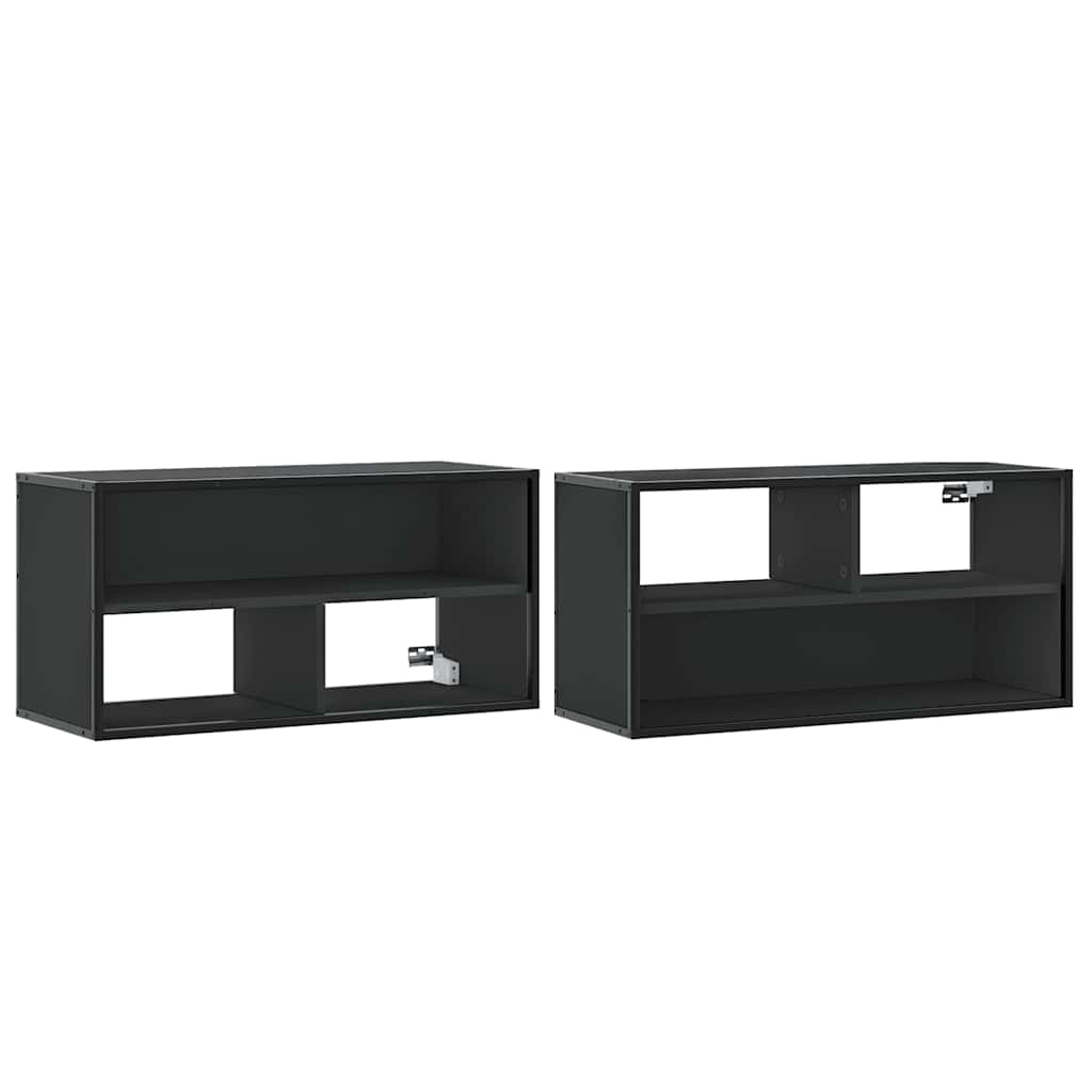 Mobile TV Nero 80x31x39,5 cm in Truciolato e Metallo - homemem39