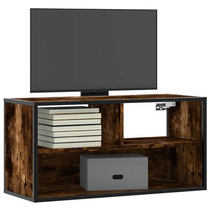 Mobile TV Rovere Fumo 80x31x39,5 cm Legno Multistrato e Metallo - homemem39