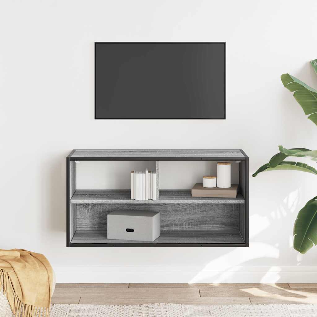 Mobile TV Grigio Sonoma 80x31x39,5 cm Legno Multistrato Metallo - homemem39