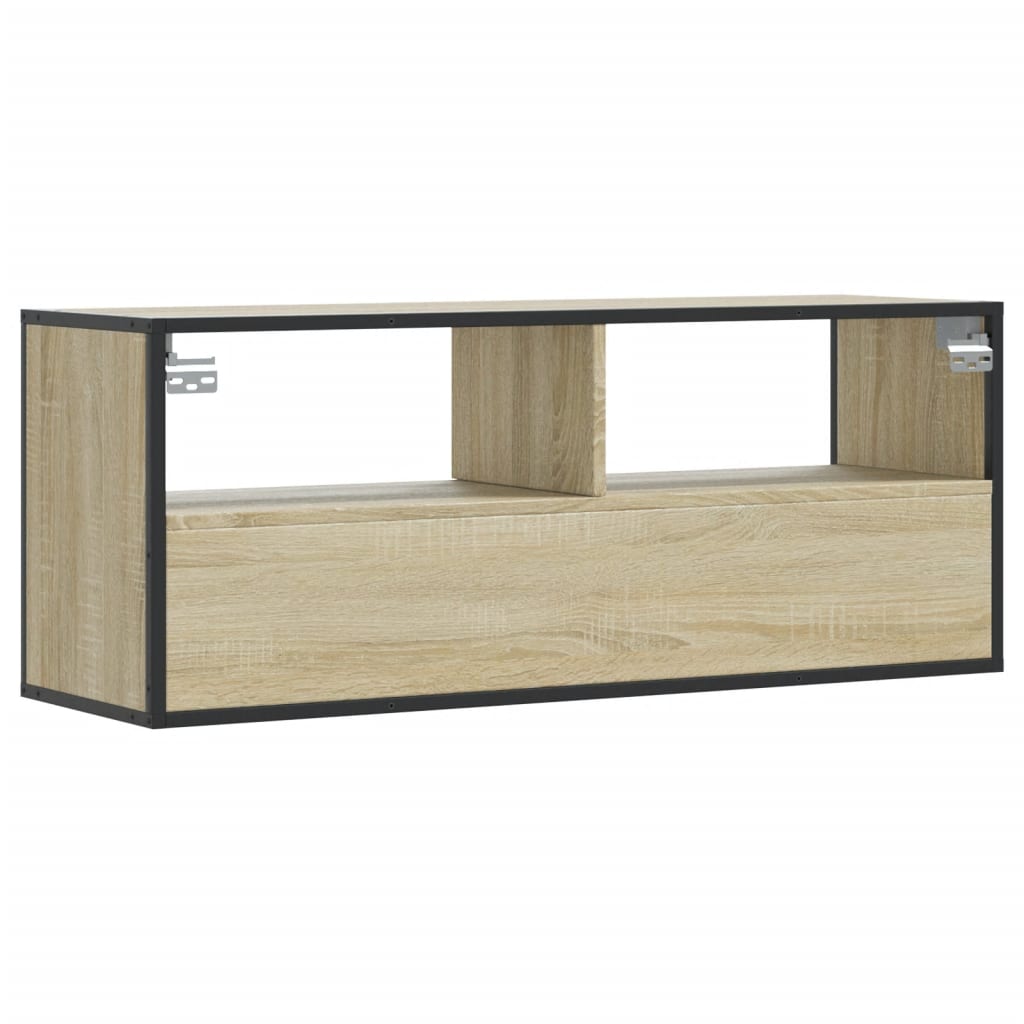 Mobile TV Rovere Sonoma 100x31x39,5cm Legno Multistrato Metallo - homemem39