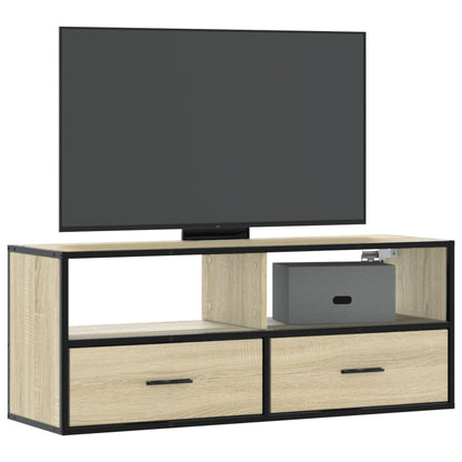 Mobile TV Rovere Sonoma 100x31x39,5cm Legno Multistrato Metallo - homemem39