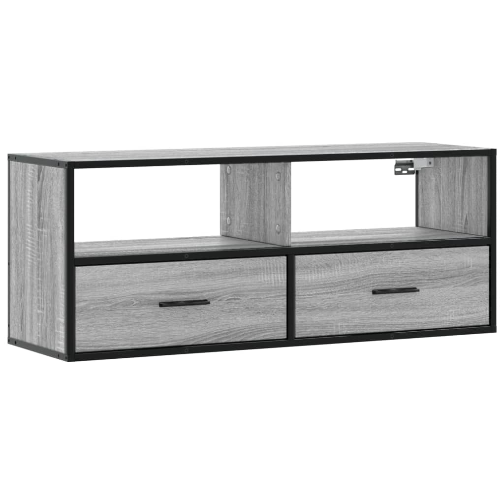Mobile TV Grigio Sonoma 100x31x39,5cm Legno Multistrato Metallo - homemem39