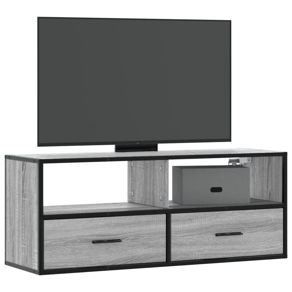 Mobile TV Grigio Sonoma 100x31x39,5cm Legno Multistrato Metallo - homemem39