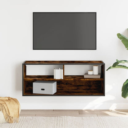 Mobile TV Rovere Fumo 100x31x39,5cm Legno Multistrato e Metallo - homemem39