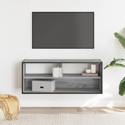 Mobile TV Grigio Sonoma 100x31x39,5cm Legno Multistrato Metallo - homemem39