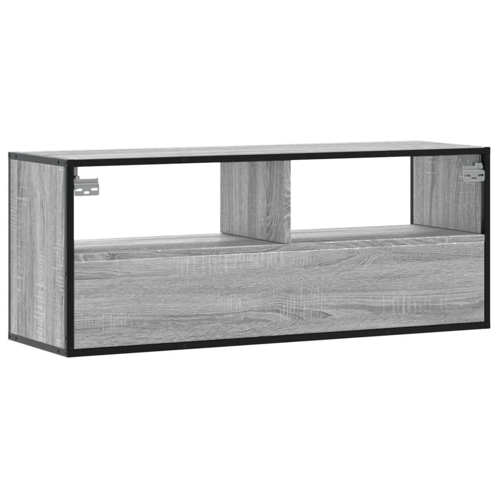 Mobile TV Grigio Sonoma 100x31x39,5cm Legno Multistrato Metallo