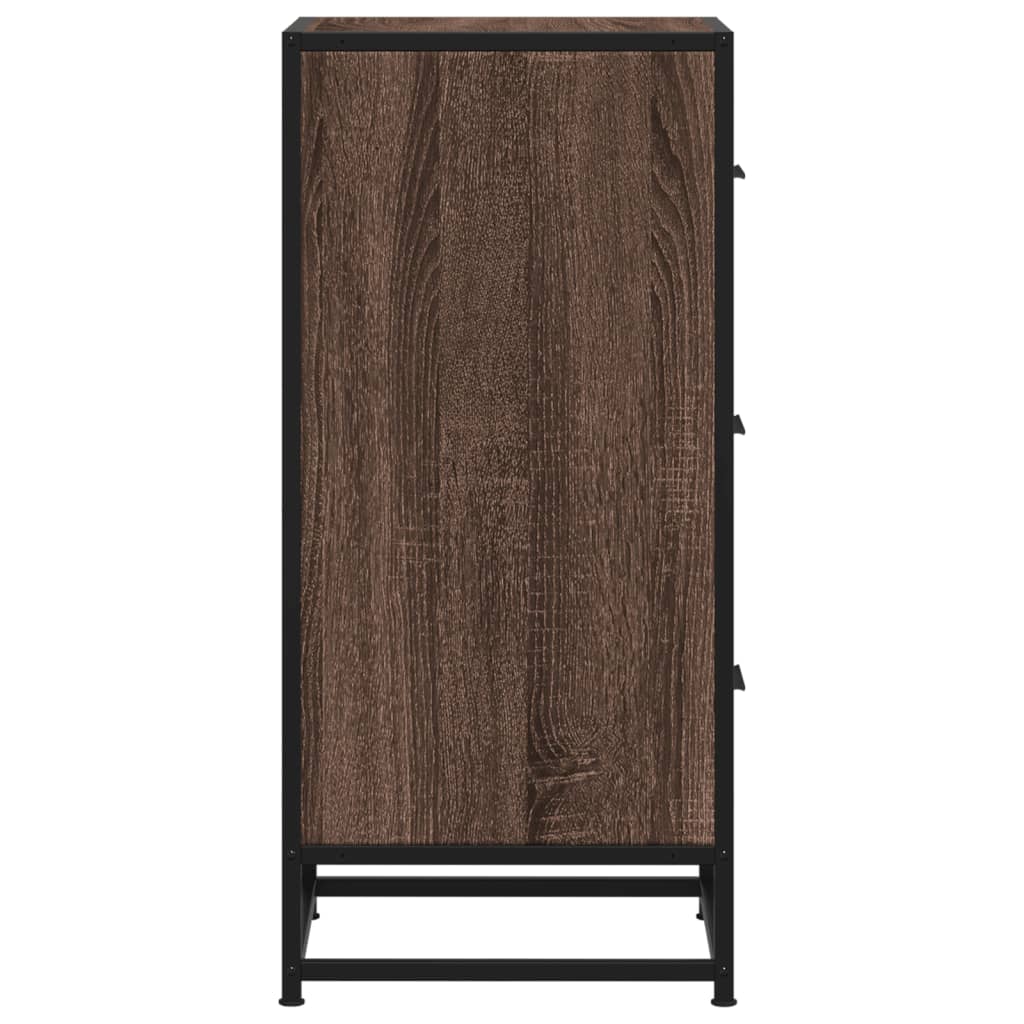 Credenza Rovere Marrone 35,5x35x76 cm in Truciolato e Metallo - homemem39