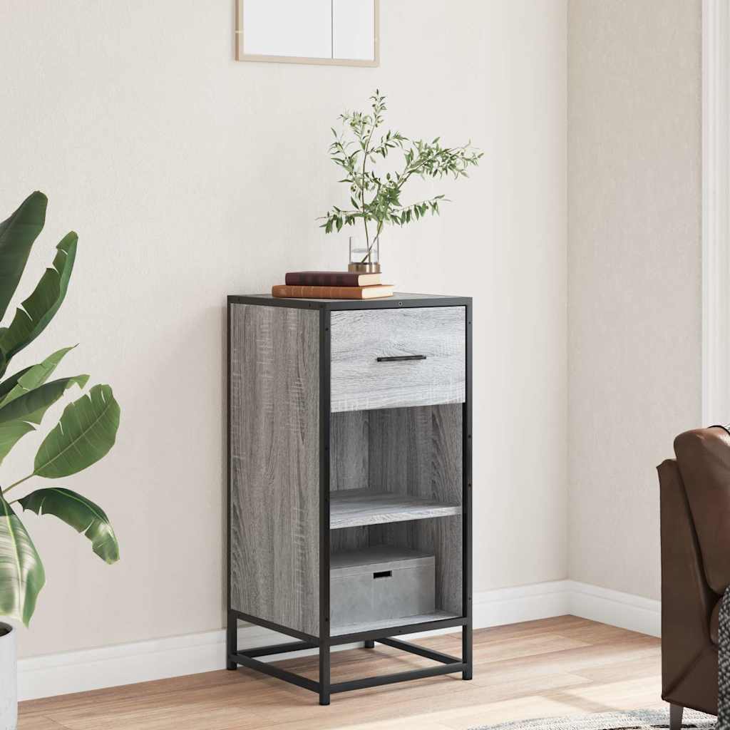 Credenza Grigio Sonoma 35,5x35x76 cm in Truciolato e Metallo - homemem39