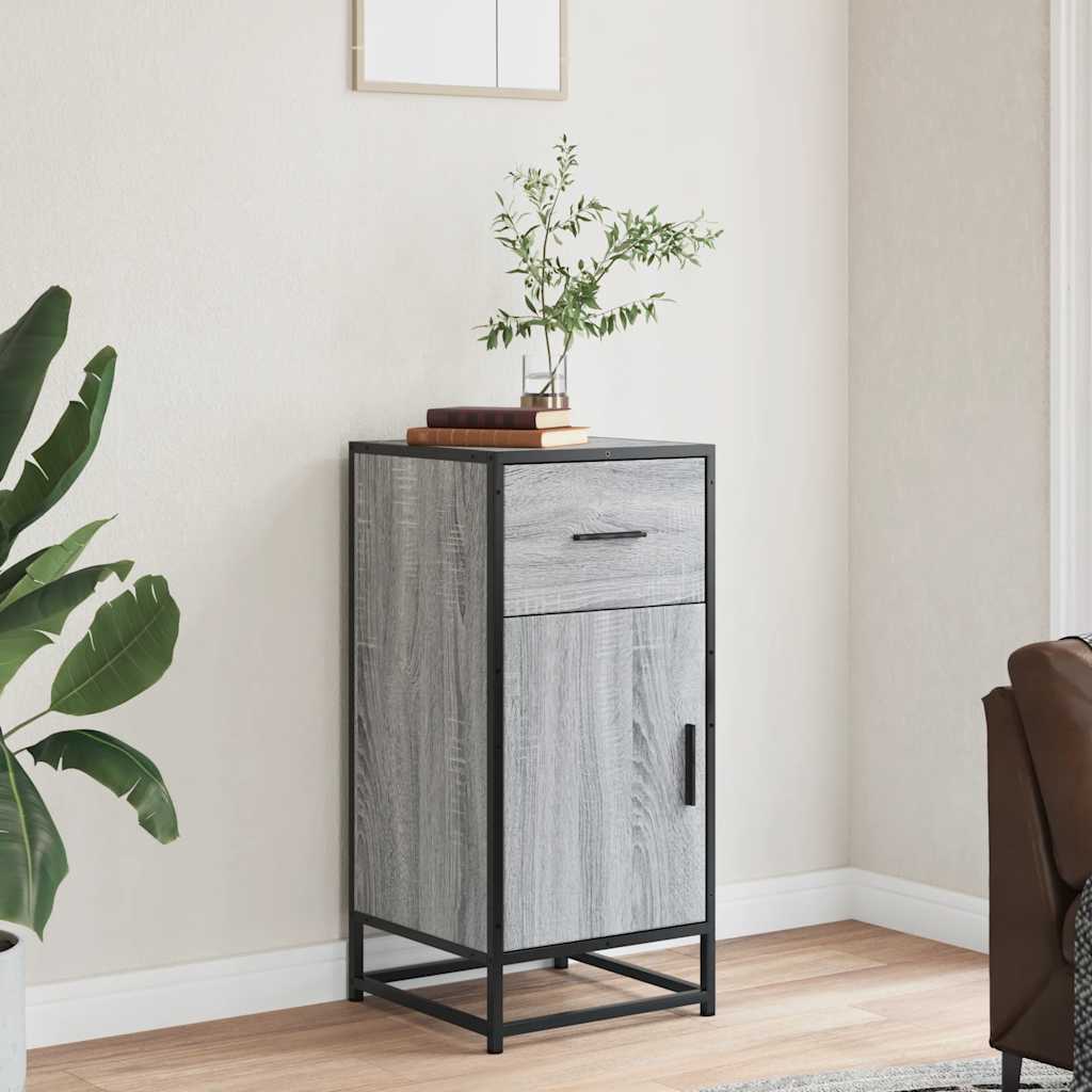 Credenza Grigio Sonoma 35,5x35x76 cm in Truciolato e Metallo - homemem39