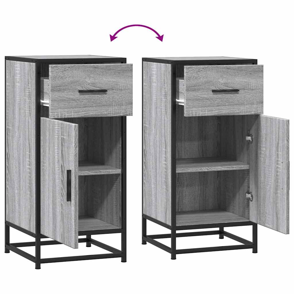 Credenza Grigio Sonoma 35,5x35x76 cm in Truciolato e Metallo - homemem39