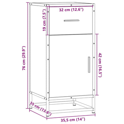 Credenza Grigio Sonoma 35,5x35x76 cm in Truciolato e Metallo | homemem39