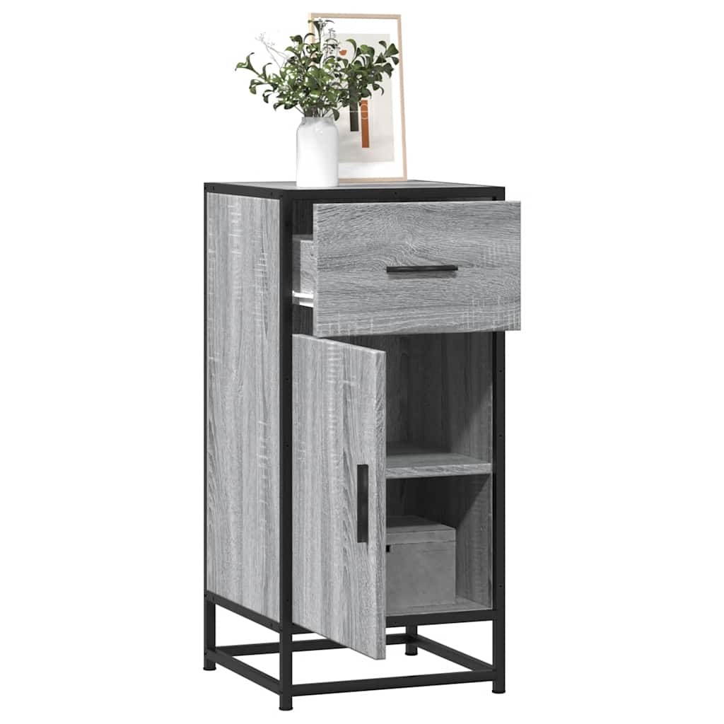 Credenza Grigio Sonoma 35,5x35x76 cm in Truciolato e Metallo - homemem39