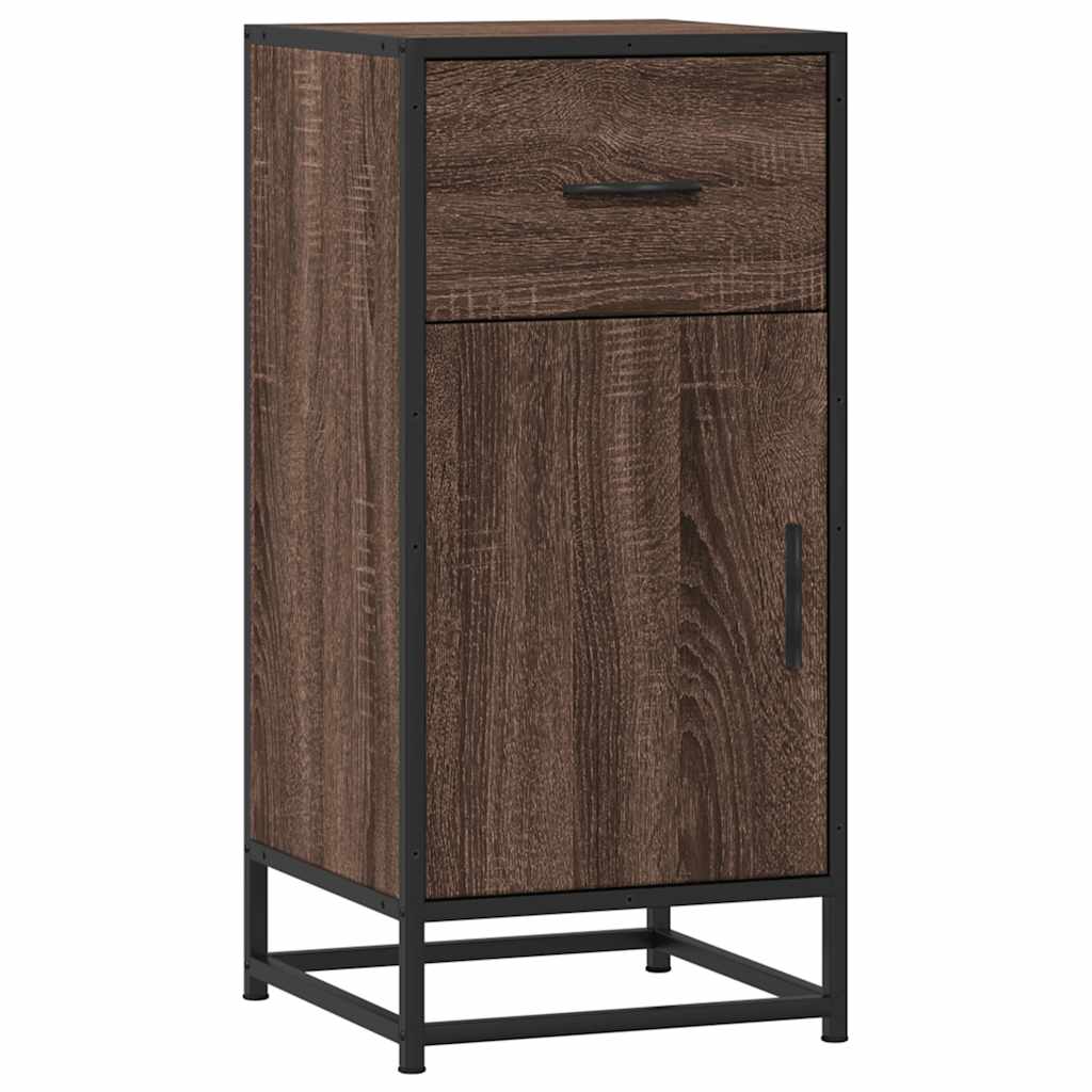 Credenza Rovere Marrone 35,5x35x76 cm in Truciolato e Metallo | homemem39