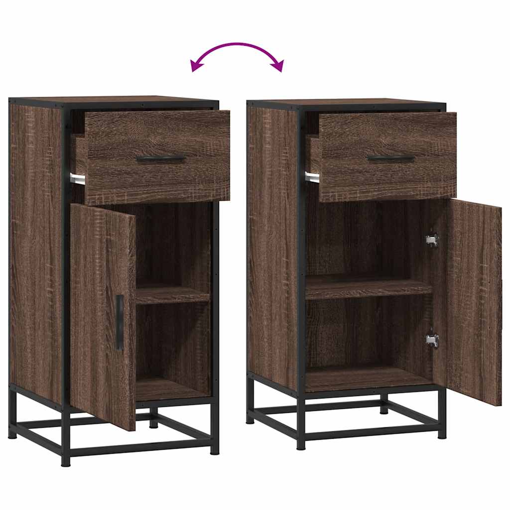 Credenza Rovere Marrone 35,5x35x76 cm in Truciolato e Metallo - homemem39