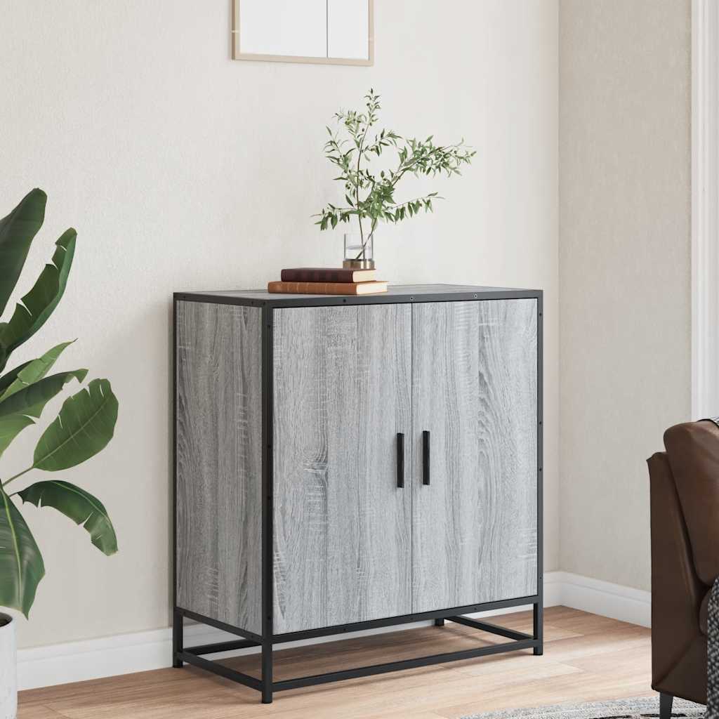 Credenza Grigio Sonoma 68x35x76 cm in Truciolato e Metallo - homemem39