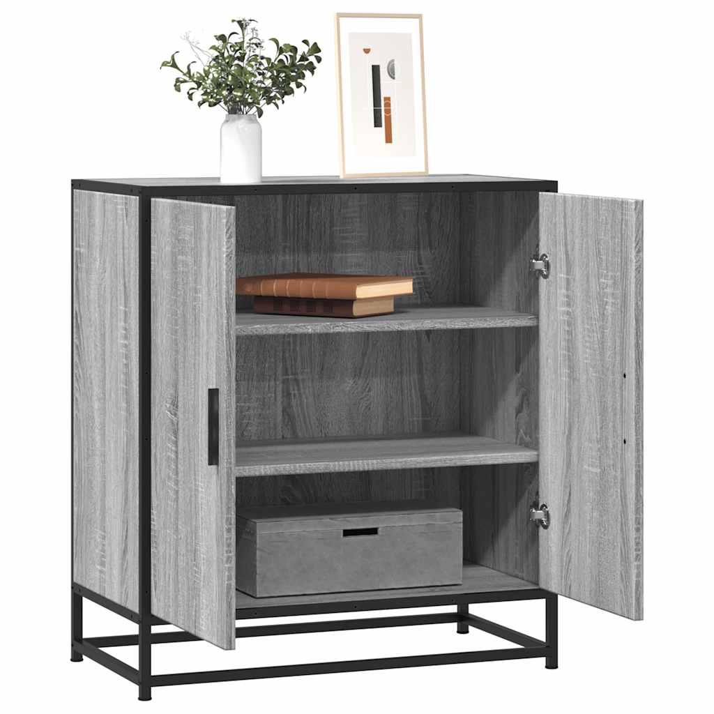Credenza Grigio Sonoma 68x35x76 cm in Truciolato e Metallo - homemem39