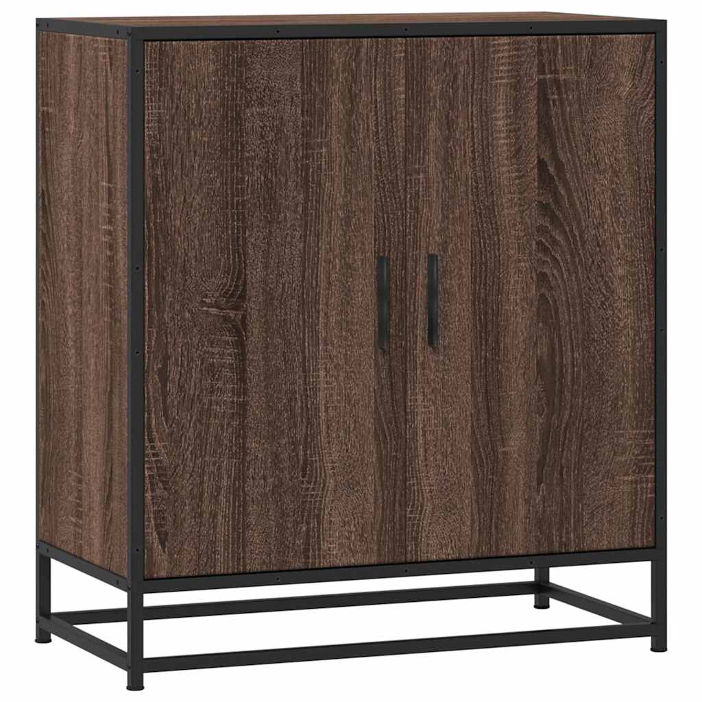 Credenza Rovere Marrone 68x35x76 cm in Truciolato e Metallo - homemem39