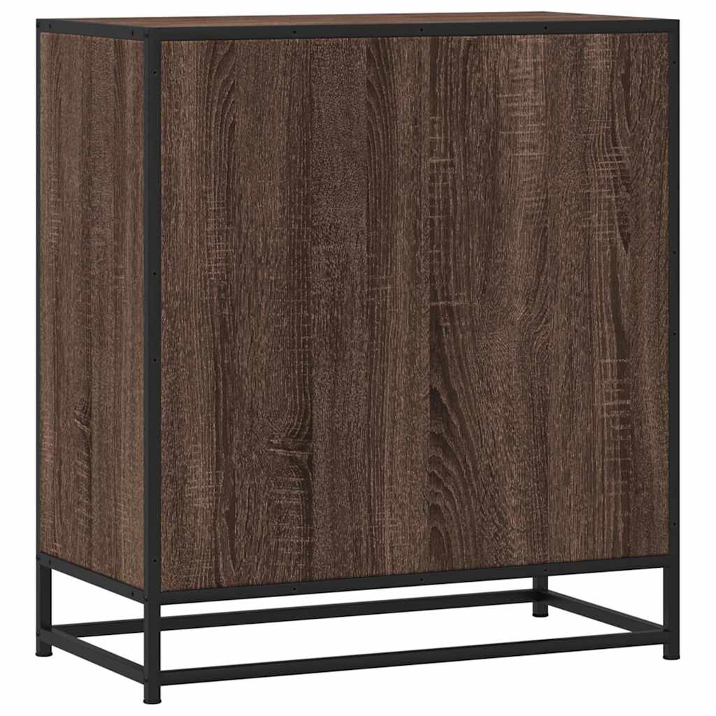 Credenza Rovere Marrone 68x35x76 cm in Truciolato e Metallo - homemem39