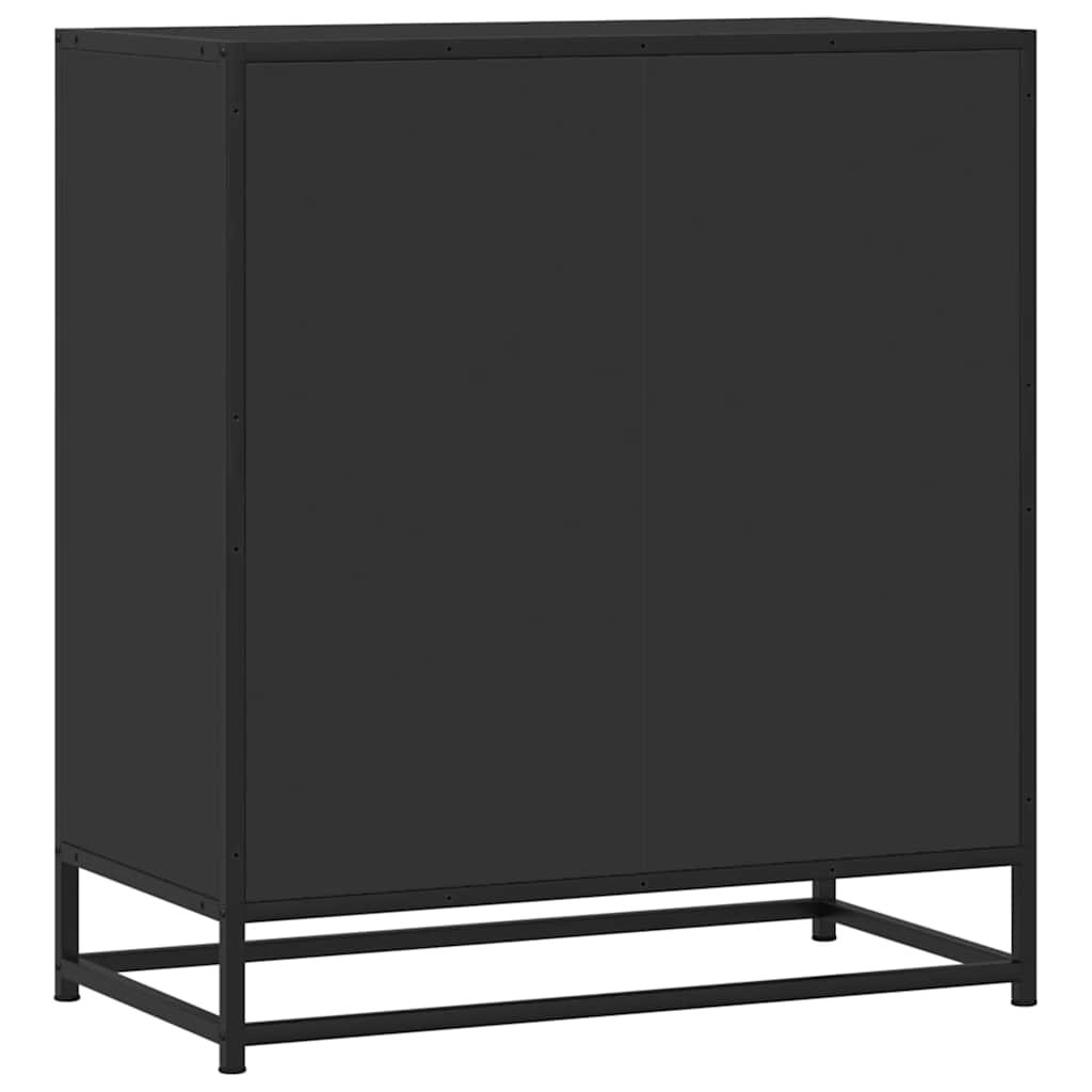 Credenza Rovere Nera 68x35x76 cm in Truciolato e Metallo - homemem39