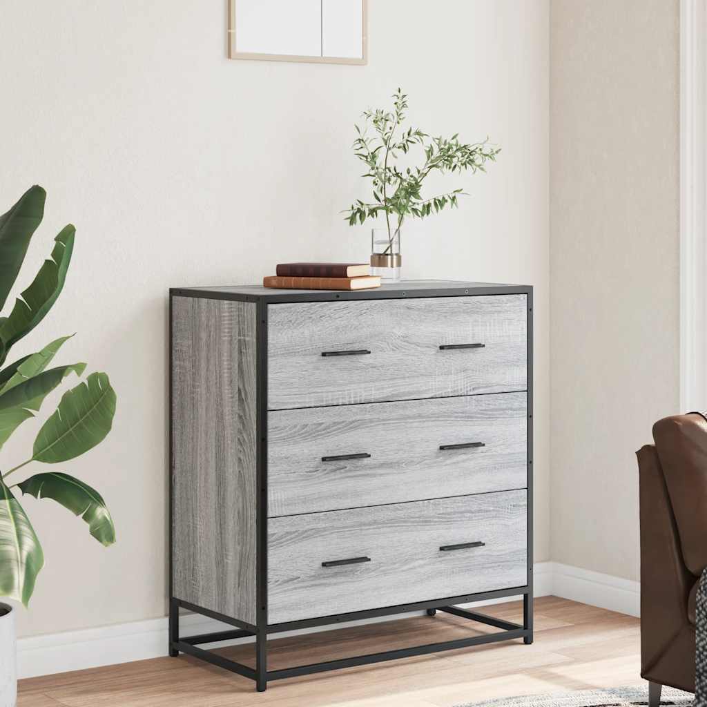 Credenza Grigio Sonoma 68x35x76 cm in Truciolato e Metallo - homemem39