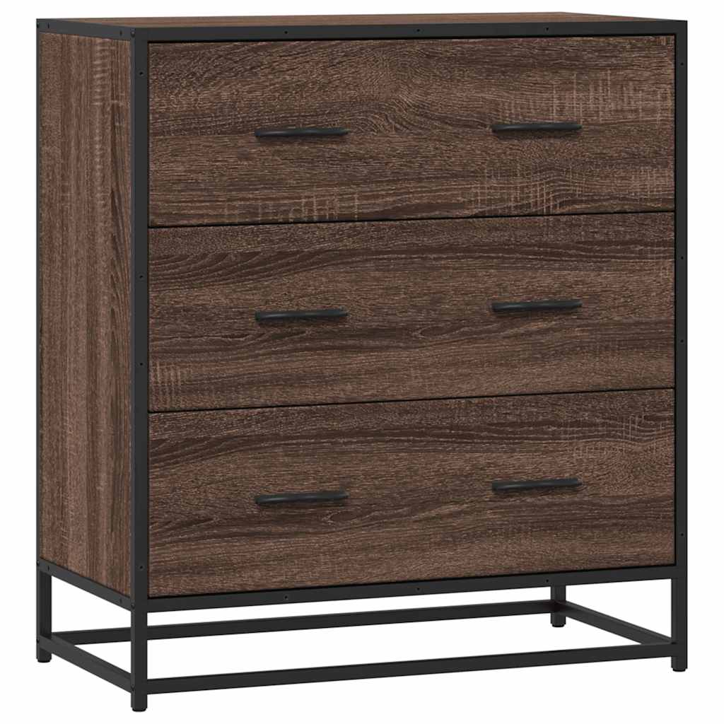 Credenza Rovere Marrone 68x35x76 cm in Truciolato e Metallo - homemem39