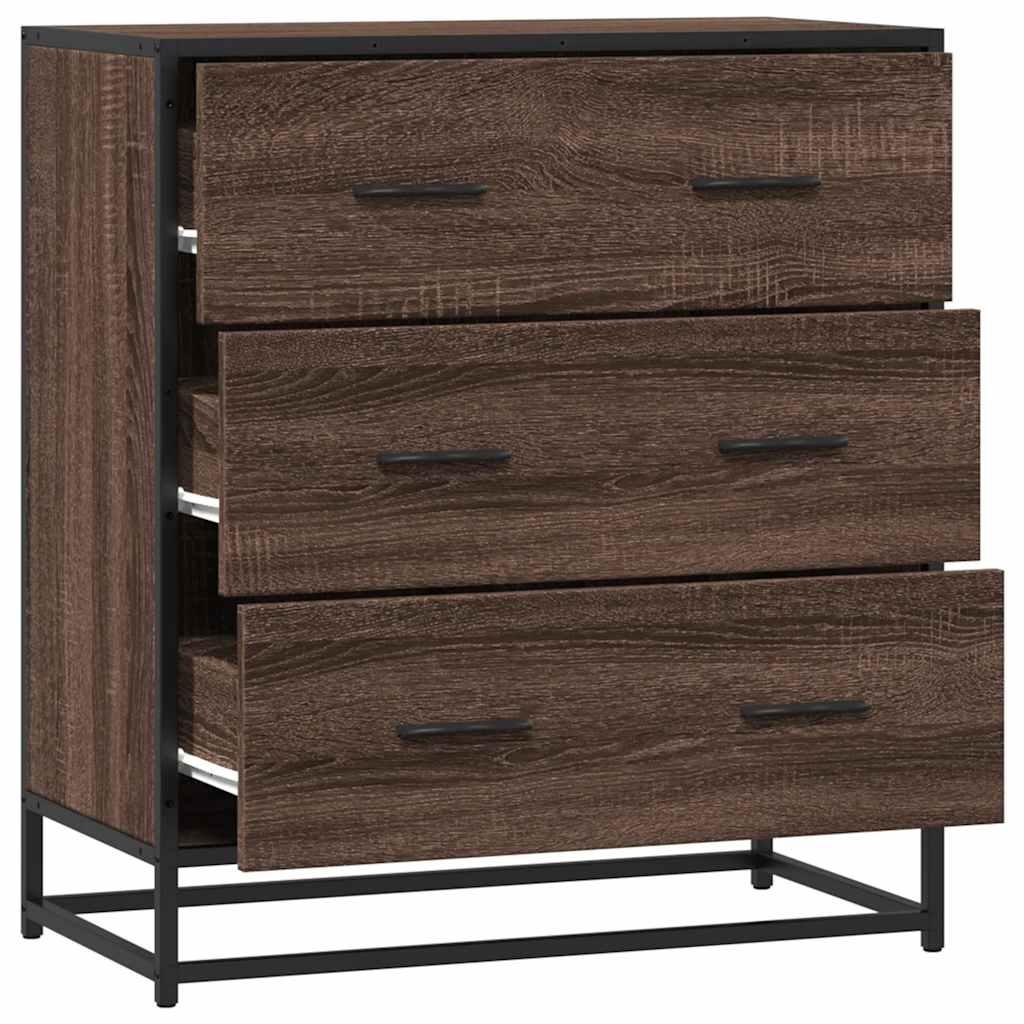Credenza Rovere Marrone 68x35x76 cm in Truciolato e Metallo - homemem39