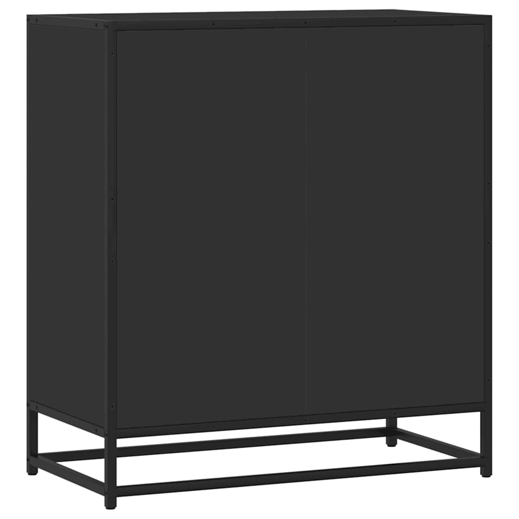 Credenza Rovere Nera 68x35x76 cm in Truciolato e Metallo - homemem39