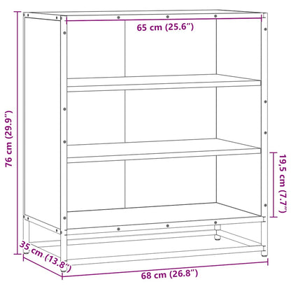 Credenza Rovere Nera 68x35x76 cm in Truciolato e Metallo - homemem39