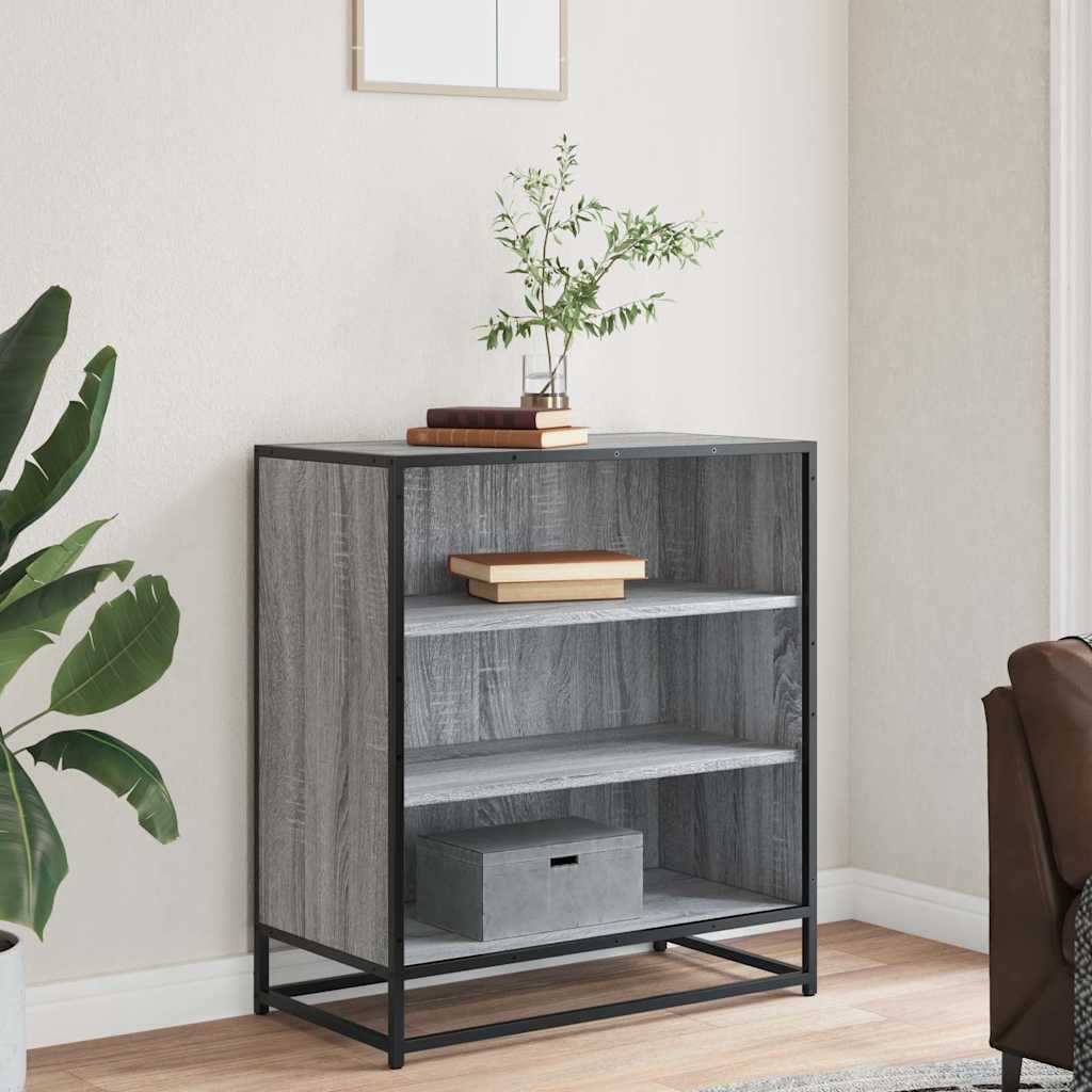 Credenza Grigio Sonoma 68x35x76 cm in Truciolato e Metallo - homemem39