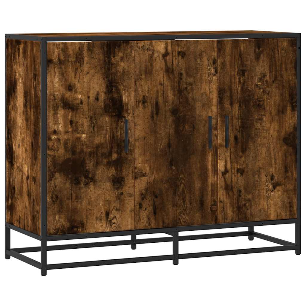 Credenza Rovere Fumo 94x35x76 cm in Legno Multistrato - homemem39