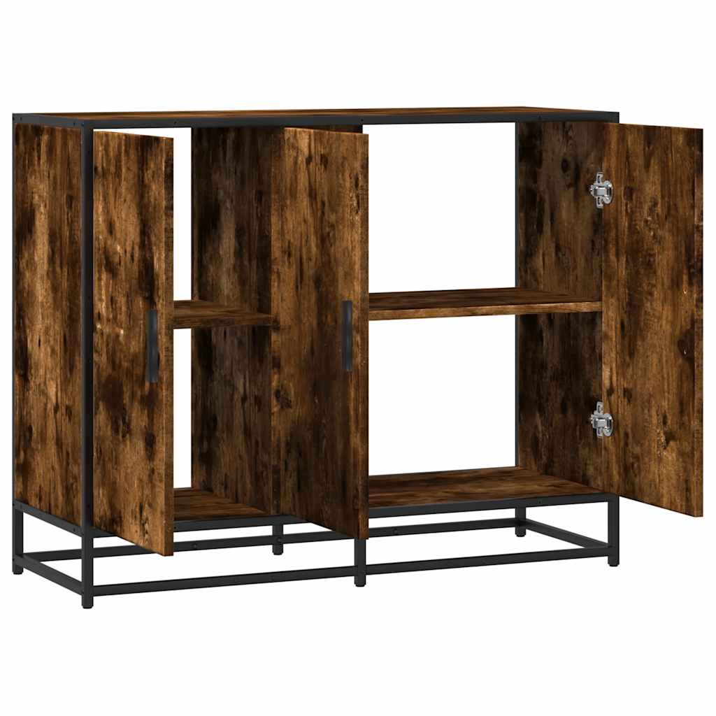 Credenza Rovere Fumo 94x35x76 cm in Legno Multistrato - homemem39