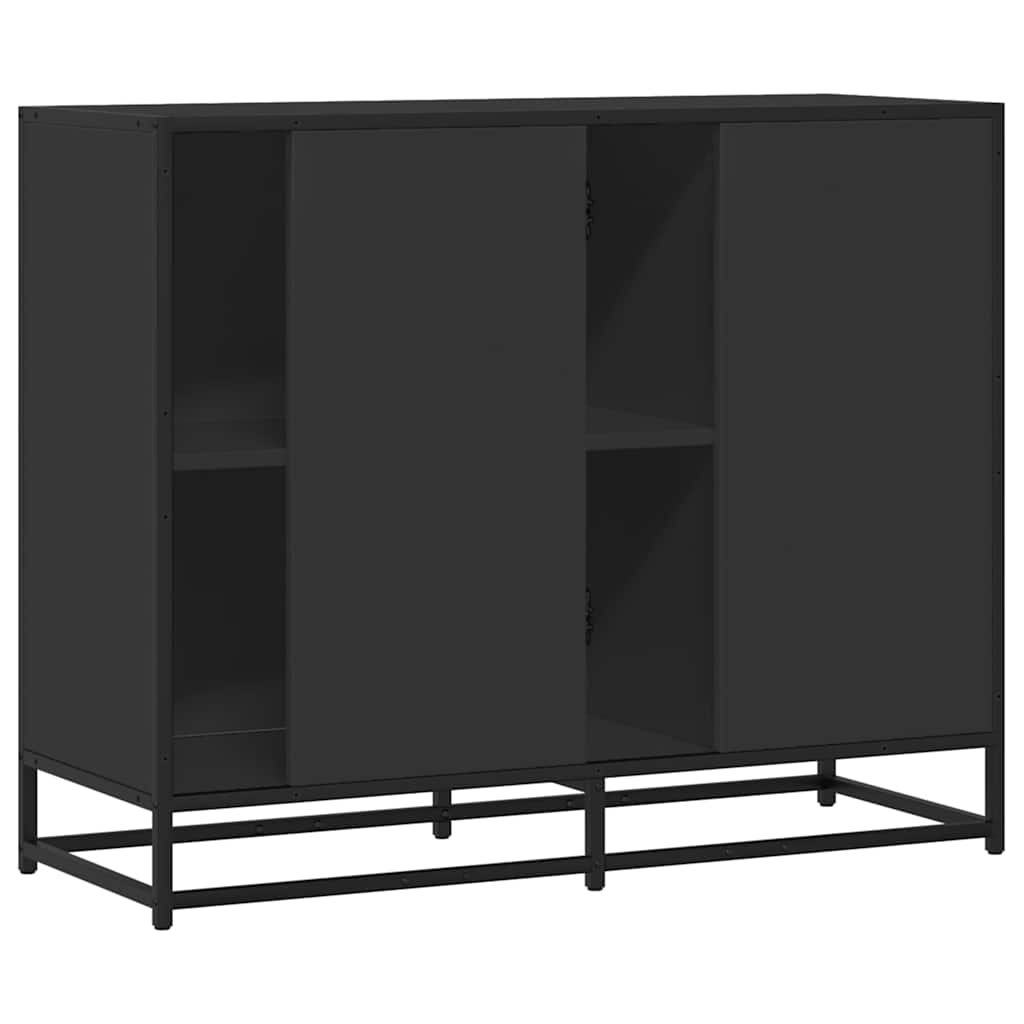 Credenza Nera 92x35x76 cm in Legno Multistrato - homemem39