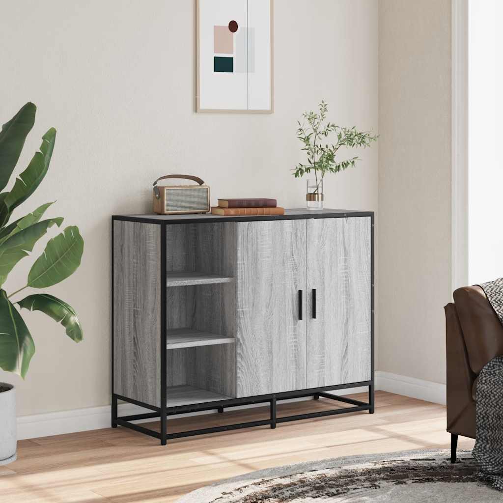 Credenza Grigio Sonoma 92x35x76 cm in Legno Multistrato - homemem39