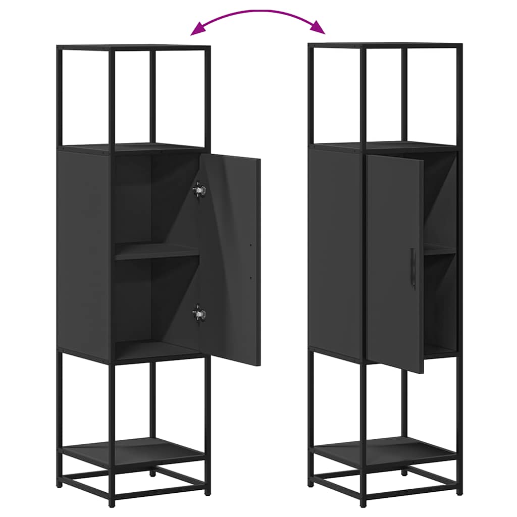 Credenza Nera 35,5x35x139 cm Legno Multistrato Metallo - homemem39