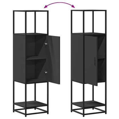 Credenza Nera 35,5x35x139 cm Legno Multistrato Metallo - homemem39