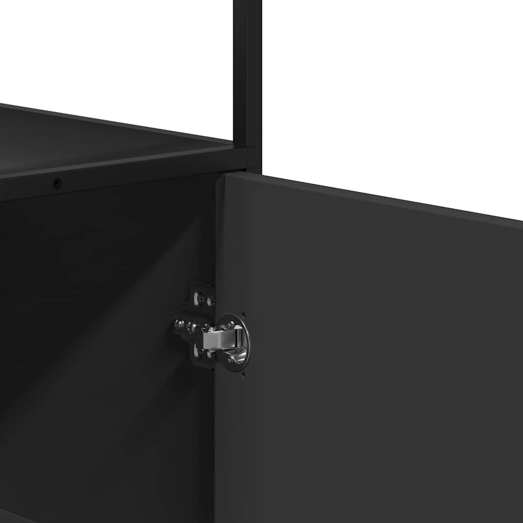 Credenza Nera 35,5x35x139 cm Legno Multistrato Metallo - homemem39