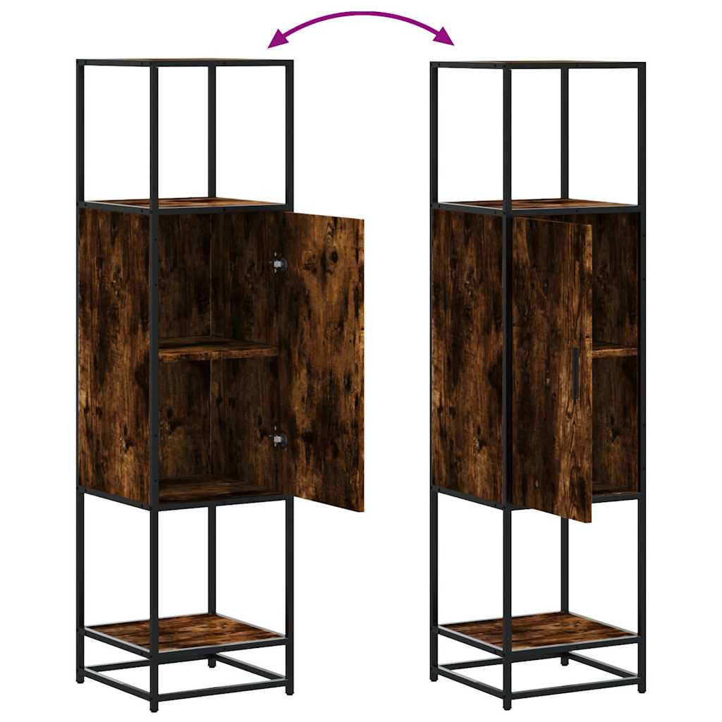 Credenza Rovere Fumo 35,5x35x139 cm Legno Multistrato Metallo - homemem39