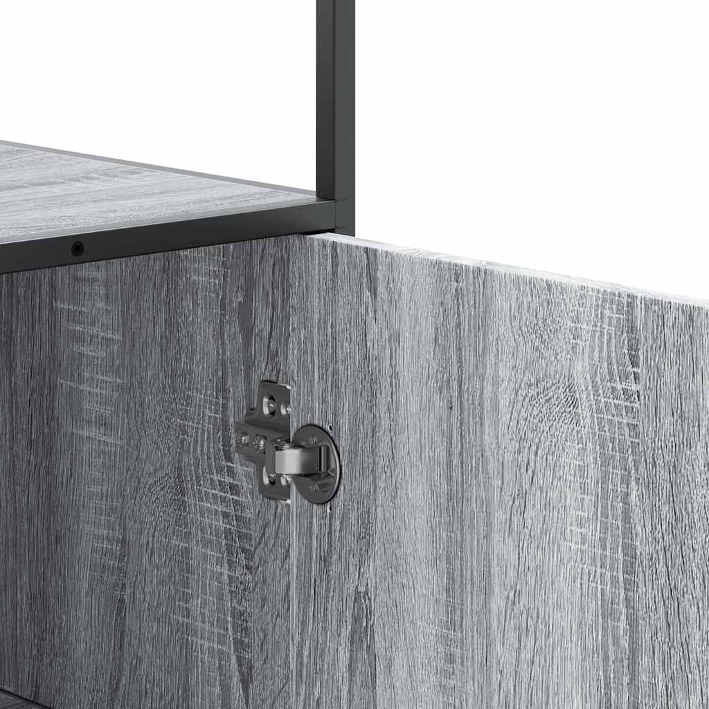Credenza Grigio Sonoma 35,5x35x139 cm Legno Multistrato Metallo - homemem39