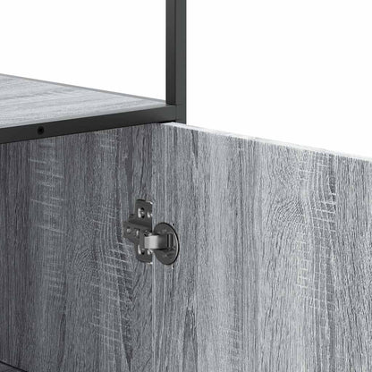 Credenza Grigio Sonoma 35,5x35x139 cm Legno Multistrato Metallo - homemem39