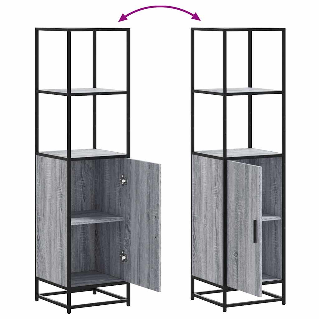 Credenza Grigio Sonoma 35,5x35x139 cm Legno Multistrato Metallo - homemem39