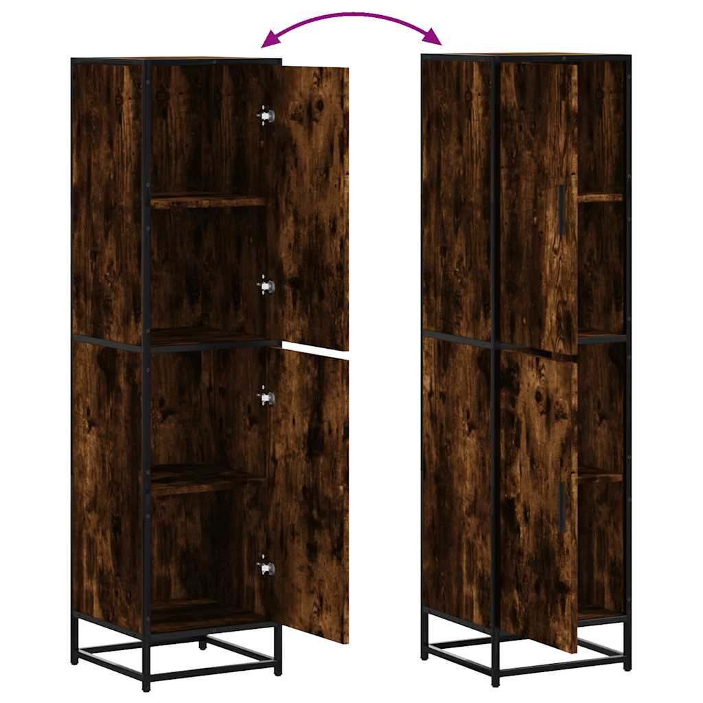 Credenza Rovere Fumo 35,5x35x139 cm Legno Multistrato Metallo - homemem39