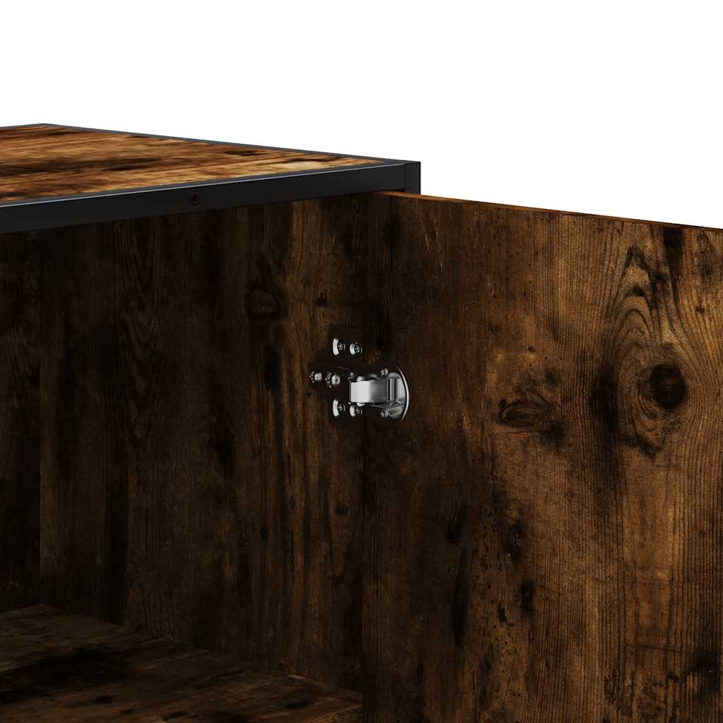 Credenza Rovere Fumo 35,5x35x139 cm Legno Multistrato Metallo - homemem39