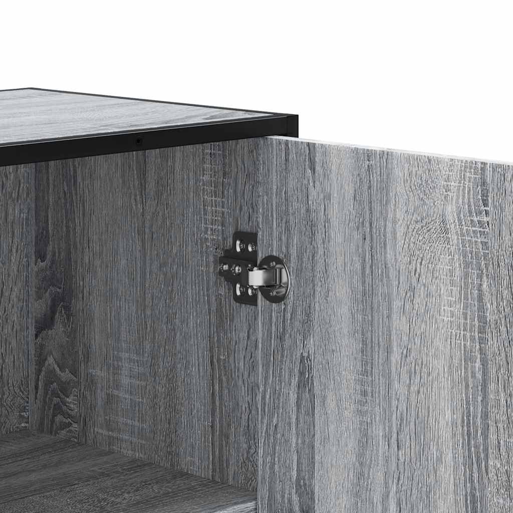 Credenza Grigio Sonoma 35,5x35x139 cm Legno Multistrato Metallo - homemem39