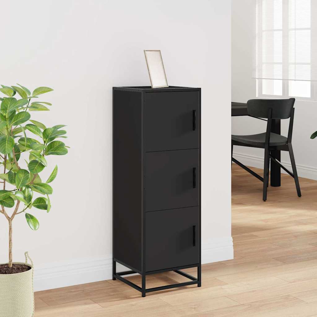 Credenza Nera 35,5x35x106,5 cm Legno Multistrato Metallo | homemem39