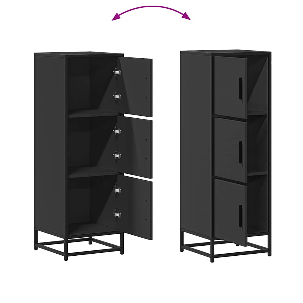 Credenza Nera 35,5x35x106,5 cm Legno Multistrato Metallo | homemem39