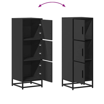 Credenza Nera 35,5x35x106,5 cm Legno Multistrato Metallo | homemem39